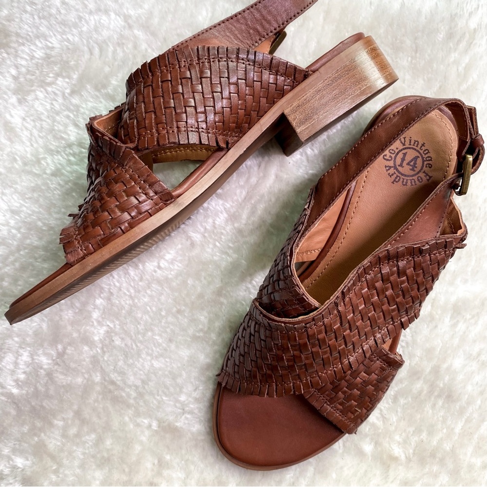 Vintage Foundry Co. Brown Ezra Leather Sandals 8 - Picture 2 of 7